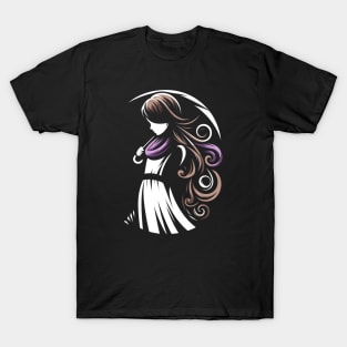 In Omnia Paratus - Silhouette with a Scarf and Umbrella T-Shirt